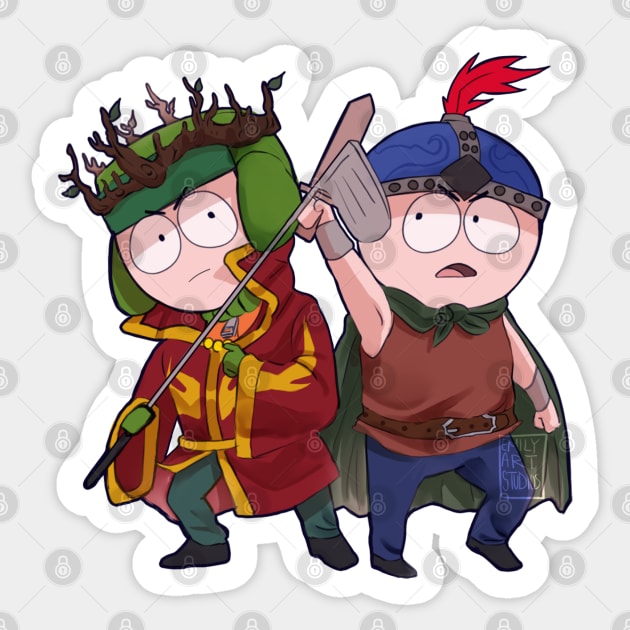 Stan and Kyle (Stick of Truth) Dual Sticker by emilyartstudios